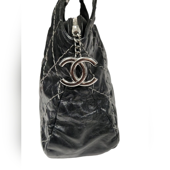 Chanel Black Double Stitched Quilted Leather Chain Bag - Picture 3 of 16
